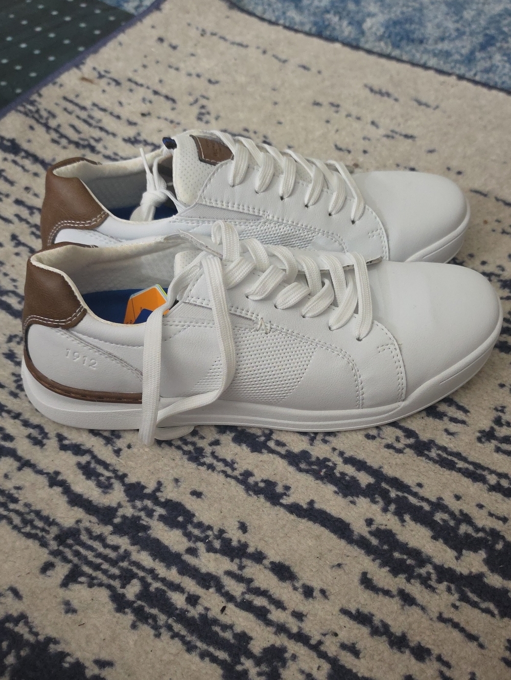 Nunn Bush Kore City Walk White  Sneakers with Brown Heel Accent